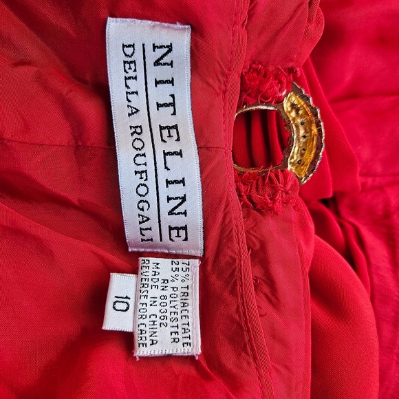 Size 10 Niteline Della Roufogali Red Halter Strap Ruched Bodice Elegant Formal - Picture 8 of 16